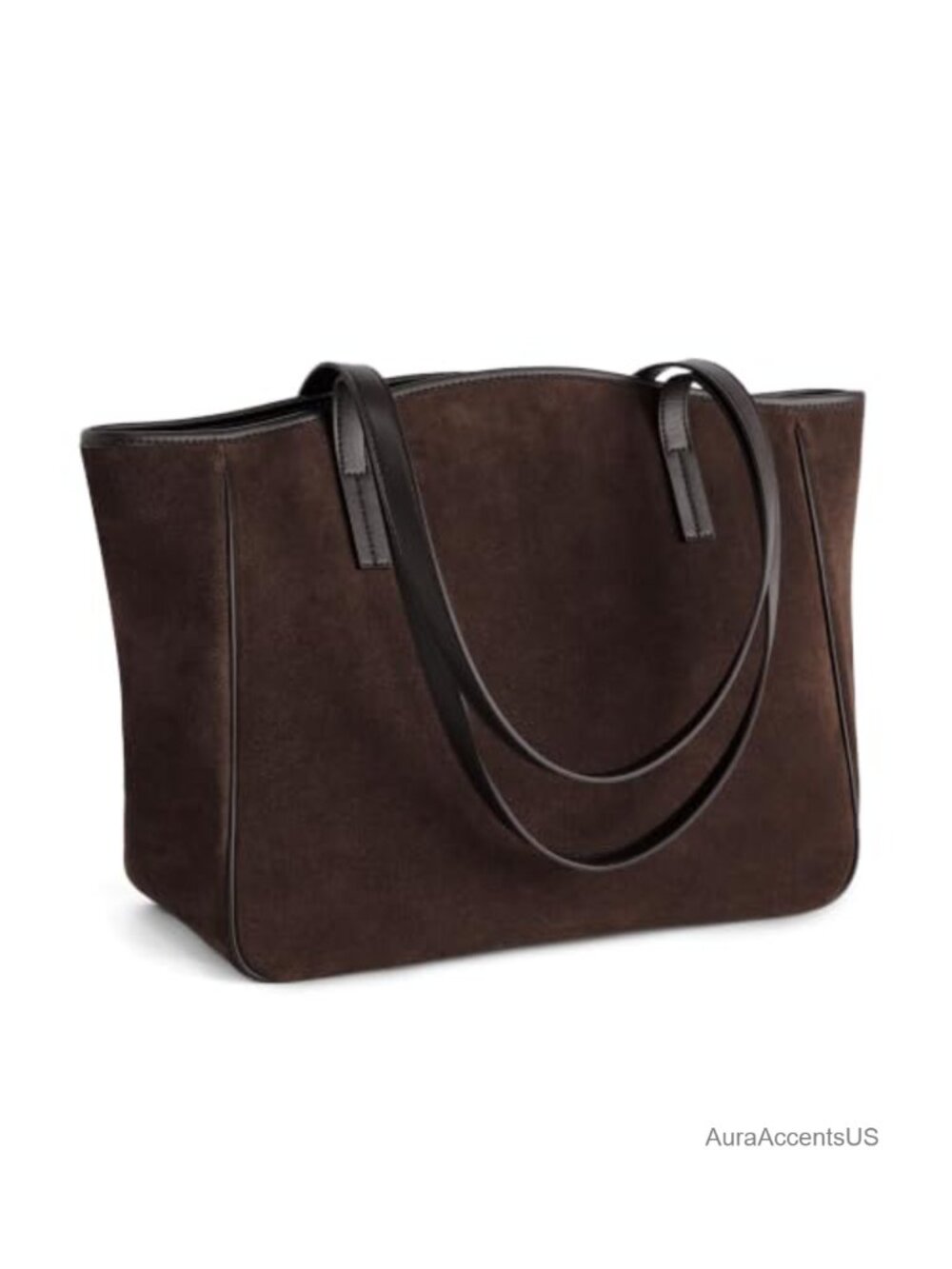 Genuine Leather Tote Bag for Women with Zipper and Luggage Sleeve